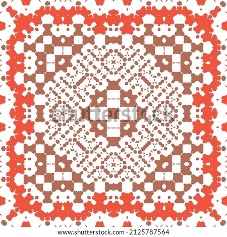 Antique mexican talavera ceramic. Fashionable design. Vector seamless pattern elements. Red floral and abstract decor for scrapbooking, smartphone cases, T-shirts, bags or linens.