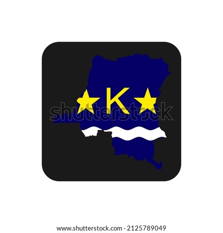 Kinshasa map silhouette with flag on black background
