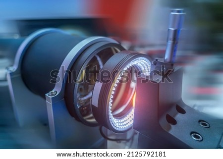 Experiment with lens device in optical laboratory Royalty-Free Stock Photo #2125792181