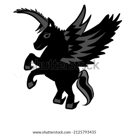 vector shaped like a horse with vector wings and predominantly black