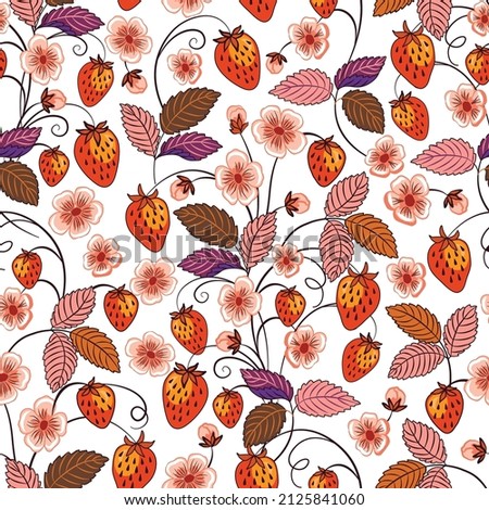 Decorative Strawberries seamless pattern design