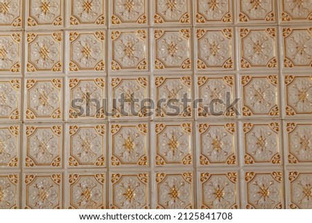 Old vintage ceramic tiles for decoration stoves, wall and floor. Background, texture, seamless pattern