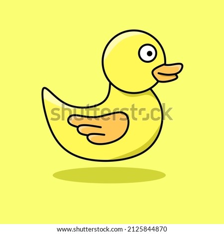 vector of a cute rubber duck. with outline. suitable for coloring books, stickers, clip art, educational methods and others.