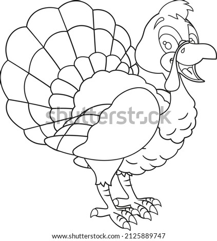 Black and White Cartoon Vector Turkey