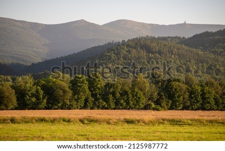 Picturesque summer view of the Western Karkonosze Mountains from Sobieszów (Jelenia Góra)
