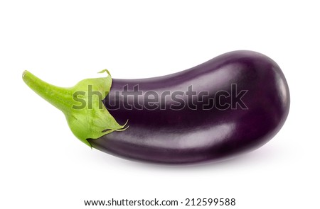Isolated eggplant. One fresh eggplant over white background, with clipping path Royalty-Free Stock Photo #212599588