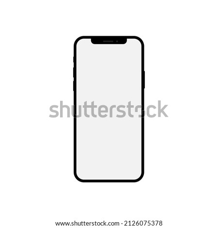 Phone display with blank white screen isolated on white background. Vector illustration. 
