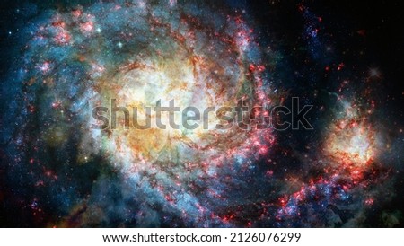 Astronomical scientific background, nebula and stars in deep space, glowing mysterious universe. Elements of this image furnished by NASA.
