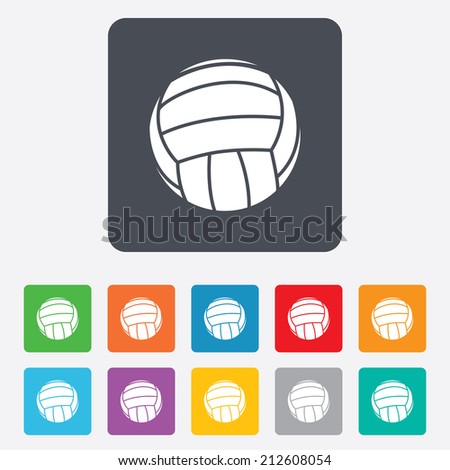Volleyball sign icon. Beach sport symbol. Rounded squares 11 buttons. Vector