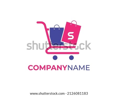 Shopping Bag And Trolley Logo icon symbol with Letter S. Vector logo template