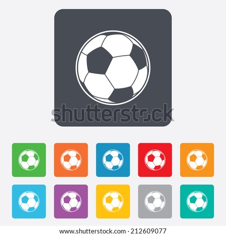 Football ball sign icon. Soccer Sport symbol. Rounded squares 11 buttons. Vector