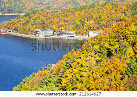 High View point in the Lake Kawaguchiko city of Japan.