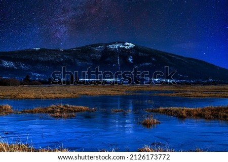 Beautiful lake by night with Milky Way
