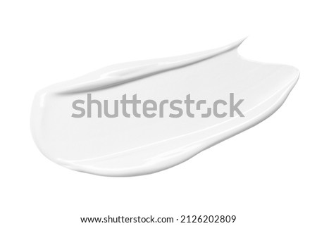 White cosmetic face cream texture. Lotion smear isolated on white background. Beauty skincare product swatch. BB cream smudge Royalty-Free Stock Photo #2126202809