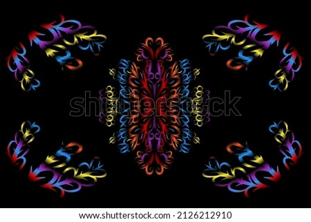 seamless colourful caleidoscope gradient flower art pattern of indonesian culture traditional tenun batik ethnic dayak ornament for wallpaper ads background sticker or clothing