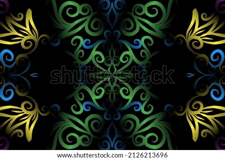 seamless colourful caleidoscope gradient flower art pattern of indonesian culture traditional tenun batik ethnic dayak ornament for wallpaper ads background sticker or clothing