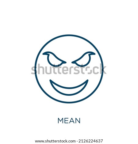 mean icon. Thin linear mean outline icon isolated on white background. Line vector mean sign, symbol for web and mobile
