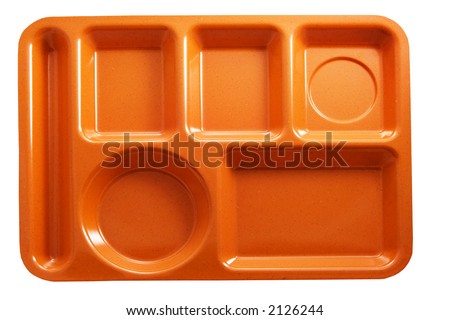 orange plastic school lunch tray on white background Royalty-Free Stock Photo #2126244