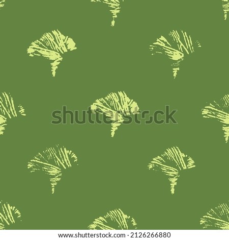 stain green leaves ginkgo seamless pattern rope textured stamp