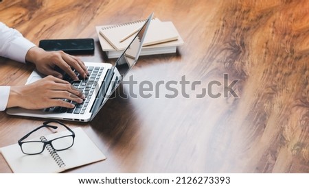 businessman using laptop contact us at workplaces, planning ideas investors internet searching, ideas investors. horizontal size image.