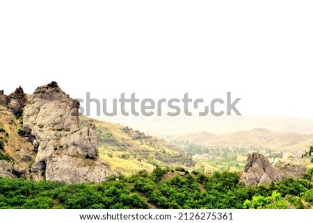 Crimean landscape. View of the mountains in the Sudak area Royalty-Free Stock Photo #2126275361