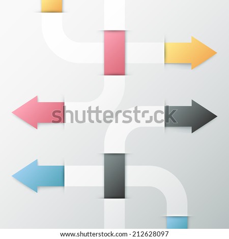 Modern infographics options banner with paper arrows on grey background. Rasterised Copy. Can be used for web design and  workflow layout
