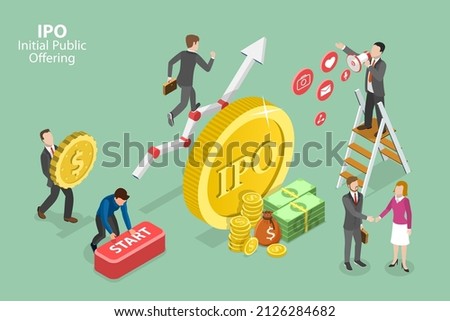 3D Isometric Flat Vector Conceptual Illustration of IPO- Initial Public Offering, Making Company Public in Stock Market Royalty-Free Stock Photo #2126284682