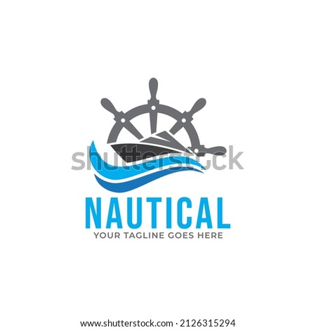 Ship wheel, compass and anchor logo template. Vector Illustration Isolated on a White Background