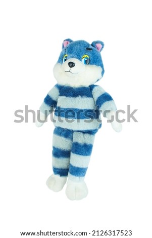 Blue cat. Plush toy in the shape of vegetable. Isolated on white background without shadow.