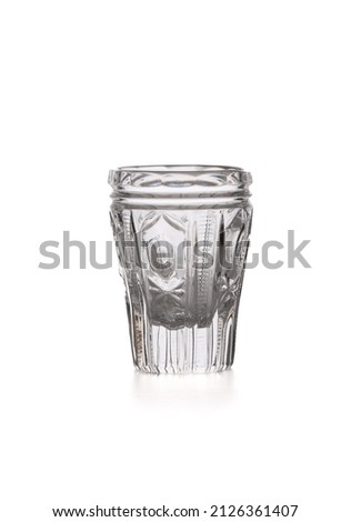 Glass shot for vodka on a white background. Copy space.
