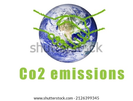 C02 emissions agreement handshake. CO2 reduction, country commitment. Earth globe, recycling arrangement, planet earth. nature protection,  Ecology, co2 emissions. Reduction of the greenhouse effect.
