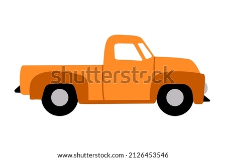 Pickup Truck drawing. Kids Farm Truck icon. Vector illustration isolated