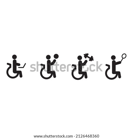 Disability in Action icons symbol vector elements for infographic web 