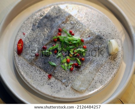 Photos of delicious bacon with pepper in a restaurant