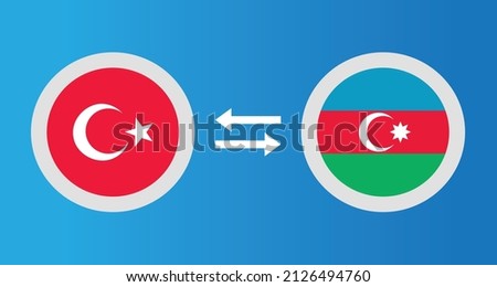 round icons with Turkey and Azerbaijan flag exchange rate concept graphic element Illustration template design

