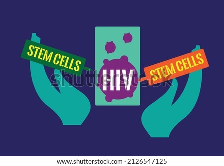 Stem Cell Transplant to Cure HIV. Editable Clip Art.