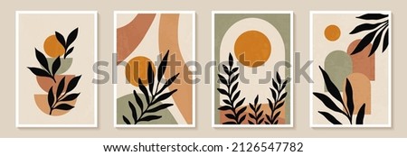 Creative minimalist hand draw Abstract art background. Modern aesthetic illustrations. Bohemian style Collection of contemporary artistic Design for wall decoration, postcard, poster, brochure Royalty-Free Stock Photo #2126547782