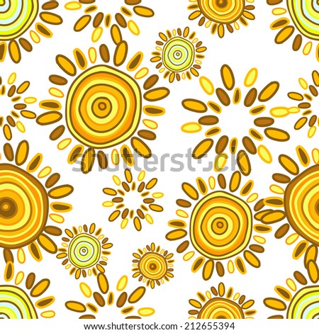 Seamless pattern with hand drawn abstract flowers, clipping mask is used, vector illustration