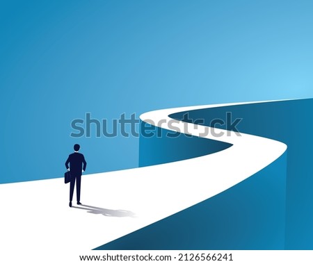 Business journey, businessman walking on long winding path going to success in the future concept Royalty-Free Stock Photo #2126566241