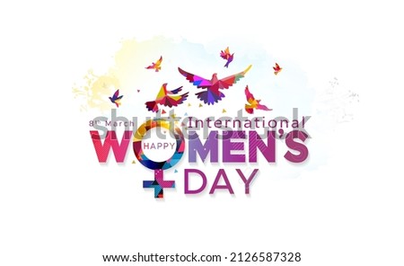 Womens day Greeting with text 8th March International women's day Royalty-Free Stock Photo #2126587328