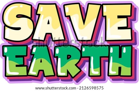 Save Earth typography logo design illustration