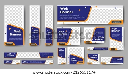 Business banner design web template Set, Horizontal header web banner. Blue and White. cover header background for website design, Social Media Cover ads banner, flyer, invitation card
