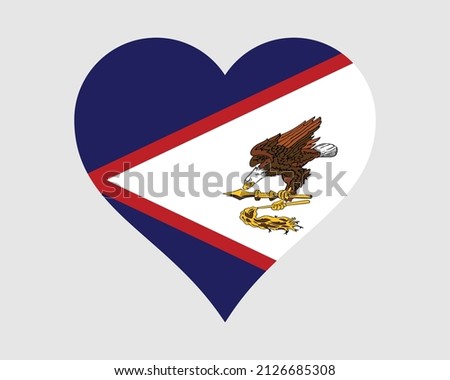 American Samoa Heart Flag. American Samoan Love Shape Flag. American Samoa Banner Icon Sign Symbol Clipart. EPS Vector Illustration.