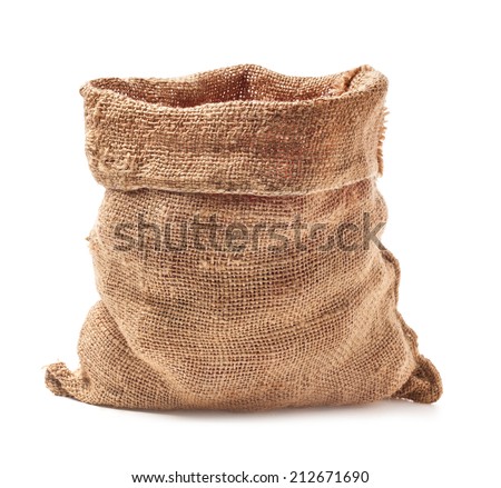 Open small sack isolated on white background Royalty-Free Stock Photo #212671690