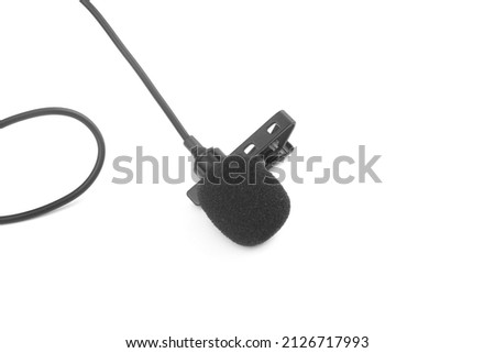 Lavalier microphone isolated on white background close up