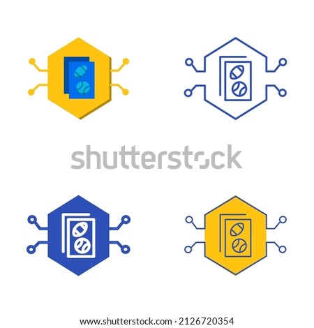 NFT card icon set in flat and line style. Non fungible token concept. Vector illustration.