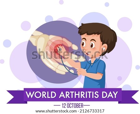 World Arthritis Day banner with a doctor using stethoscope illustration