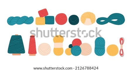 Large set of yarn for crocheting, knitting needles. Skein, ball, bobbin. Isolated vector illustration
 Royalty-Free Stock Photo #2126788424