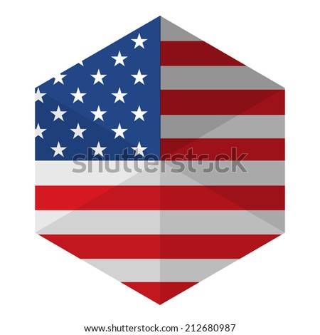 USA Flag Hexagon Flat Icon Button