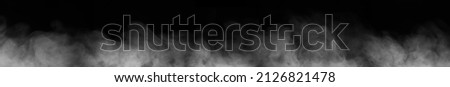 Panorama of smoke from dry ice White mist vapor in mid-air that is an abstract swirl. Studio with effects. on a black background   Royalty-Free Stock Photo #2126821478